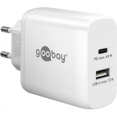 Goobay 45W GaN Schnellladegerät mit USB-C Power Delivery & USB-A - Weiss