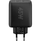 Chargeur rapide Goobay 45W GaN USB-C Power Delivery et USB-A adaptateur mural - Noir