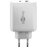 Chargeur rapide Goobay 65W GaN USB-C Power Delivery et USB-A adaptateur mural - Blanc