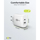 Chargeur rapide Goobay 65W GaN USB-C Power Delivery et USB-A adaptateur mural - Blanc