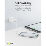 Chargeur rapide Goobay 65W GaN USB-C Power Delivery et USB-A adaptateur mural - Blanc