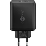 Chargeur rapide Goobay 65W GaN USB-C Power Delivery et USB-A adaptateur mural - Noir