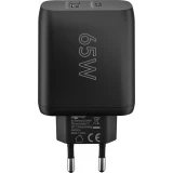Chargeur rapide Goobay 65W GaN USB-C Power Delivery et USB-A adaptateur mural - Noir