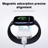 Chargeur rapide magn&eacute;tique USB-C R7 pour Apple Watch &ndash; Station de charge sans fil portable compatible tous mod&egrave;les - Blanc
