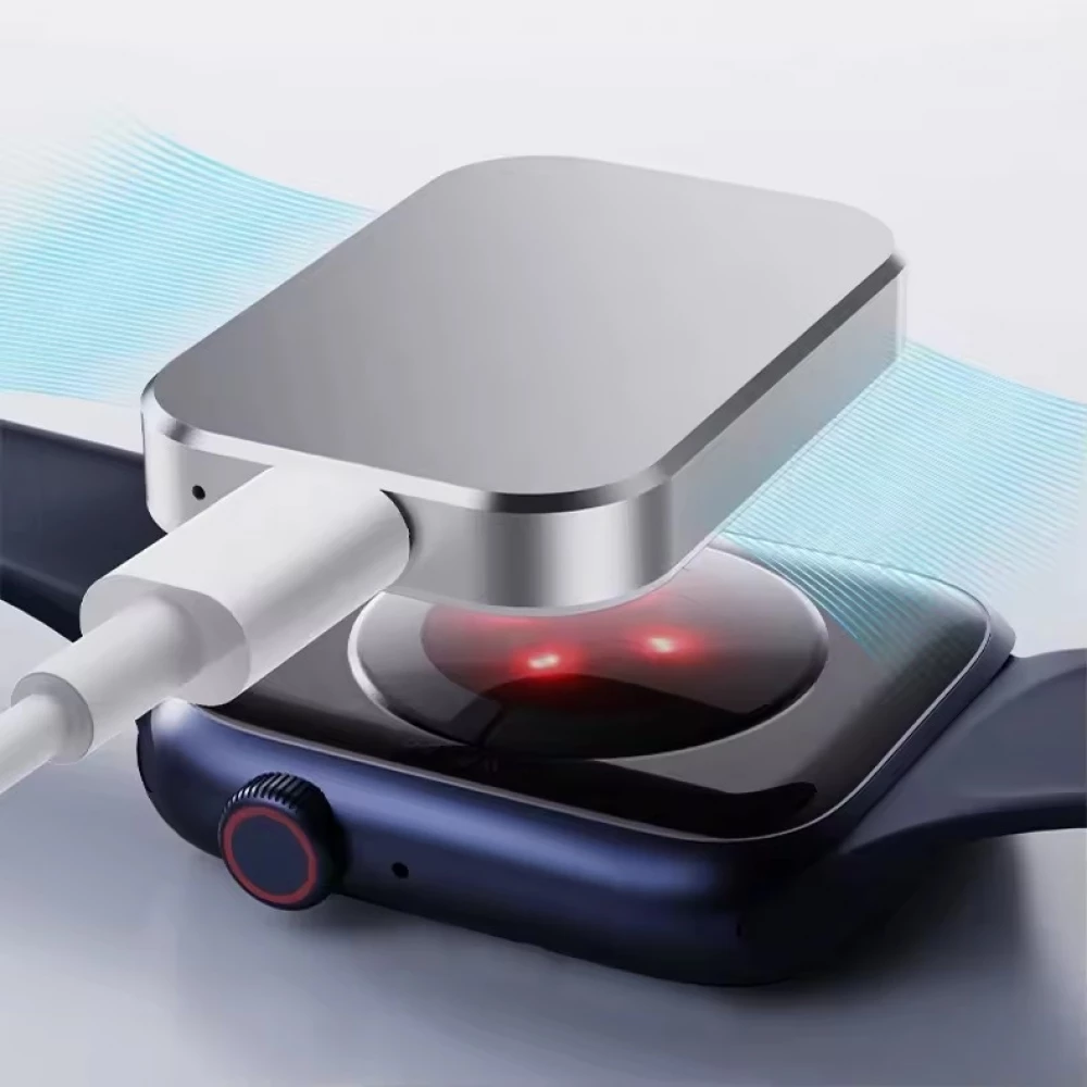 Chargeur rapide magn&eacute;tique USB-C R7 pour Apple Watch &ndash; Station de charge sans fil portable compatible tous mod&egrave;les - Blanc