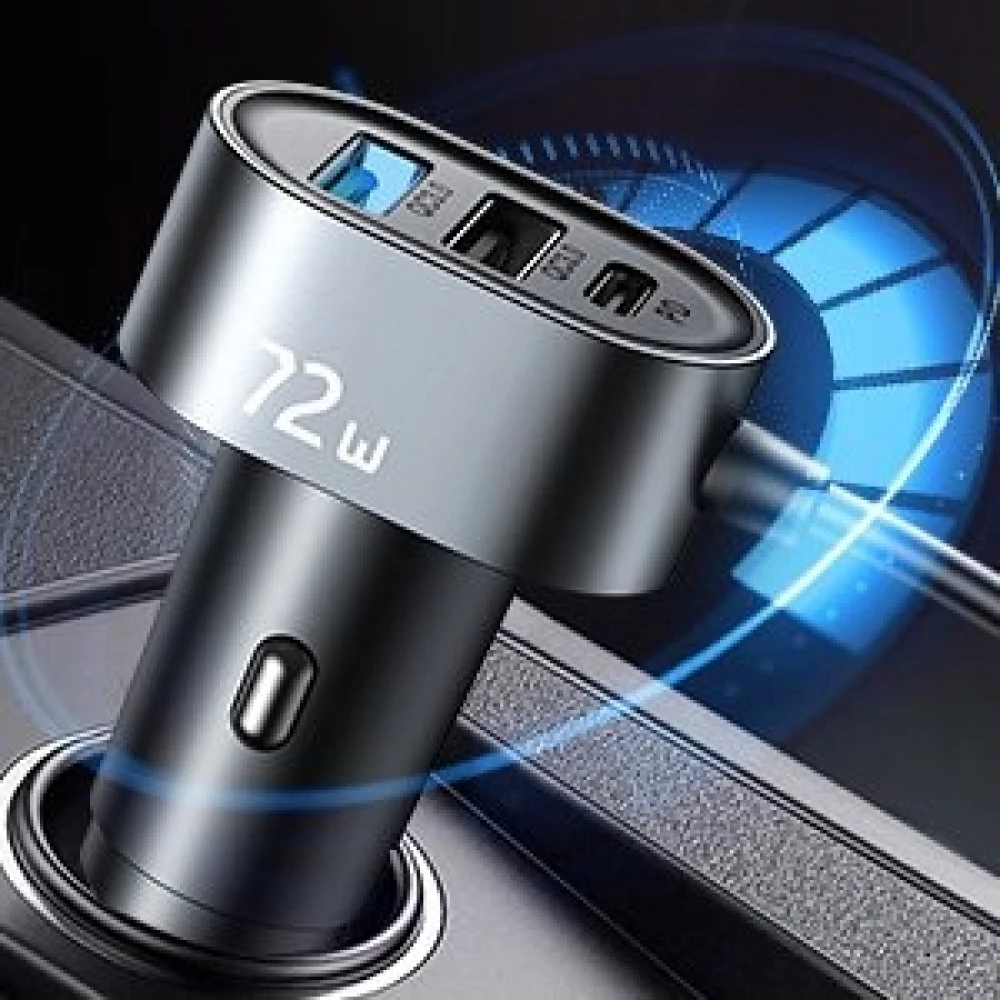 Chargeur rapide voiture Joyroom JR-CL05 78W multi 5 ports (2xPD+3QC3.0) câble 1.5m - Noir