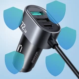 Chargeur rapide voiture Joyroom JR-CL05 78W multi 5 ports (2xPD+3QC3.0) câble 1.5m - Noir