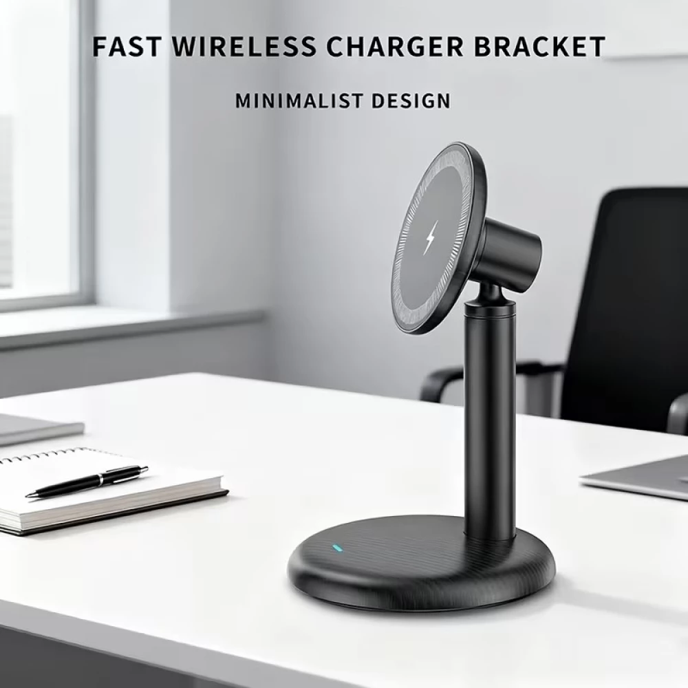 Chargeur sans fil magn&eacute;tique V26 charge rapide 15W compatible MagSafe pour smartphone support de chargement - Noir