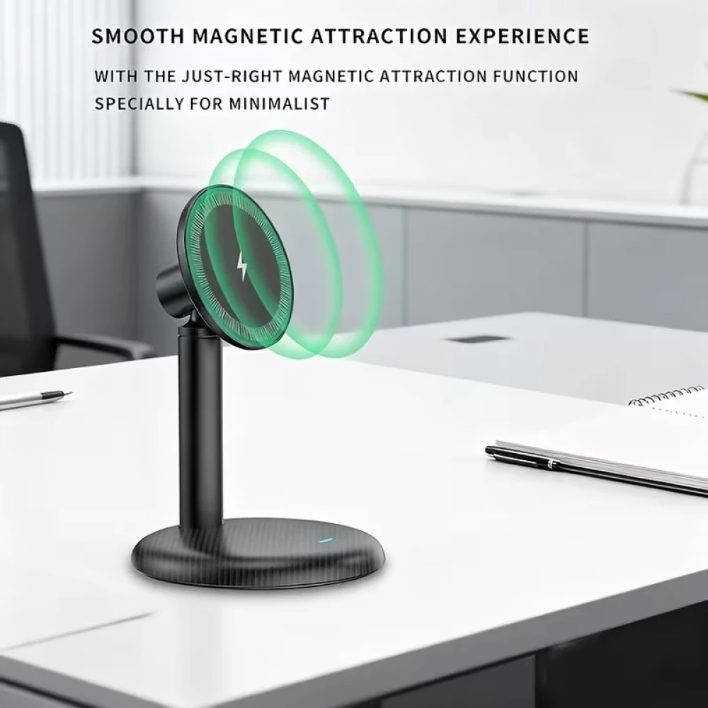 Chargeur sans fil magn&eacute;tique V26 charge rapide 15W compatible MagSafe pour smartphone support de chargement - Noir