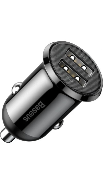 Chargeur voiture Baseus Grain Pro compatibilit&eacute; universelle 2x USB 4.8 A rapide multifunctionnel - Noir