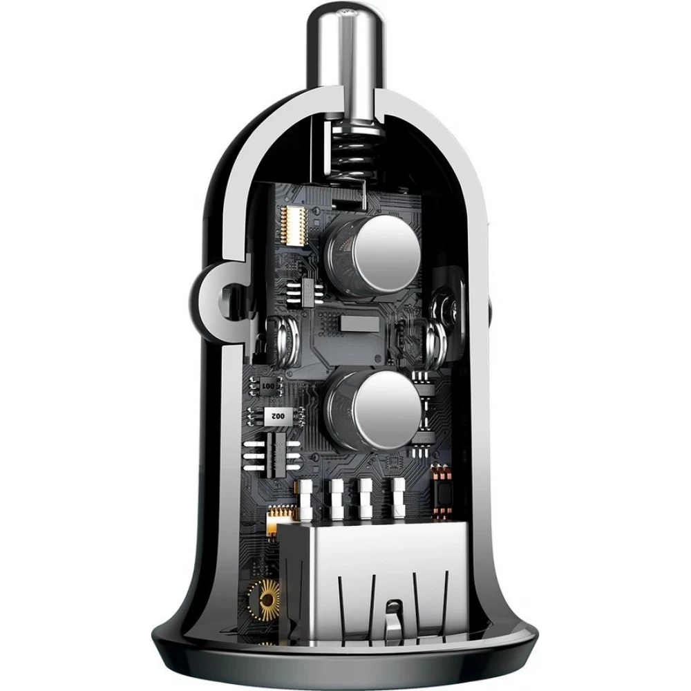 Chargeur voiture Baseus Grain Pro compatibilit&eacute; universelle 2x USB 4.8 A rapide multifunctionnel - Noir