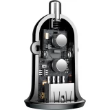 Chargeur voiture Baseus Grain Pro compatibilit&eacute; universelle 2x USB 4.8 A rapide multifunctionnel - Noir