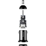 Chargeur voiture Baseus Grain Pro compatibilit&eacute; universelle 2x USB 4.8 A rapide multifunctionnel - Noir