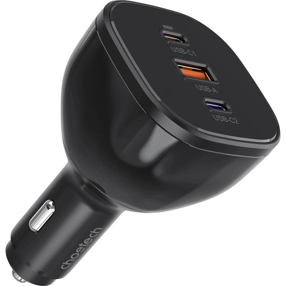 Choetech TC0024 165W Ultra Schneller Auto Ladeger&auml;t mit 2x USB-C PD 3.1 + 1x USB-A Schnellladeanschluss - Schwarz