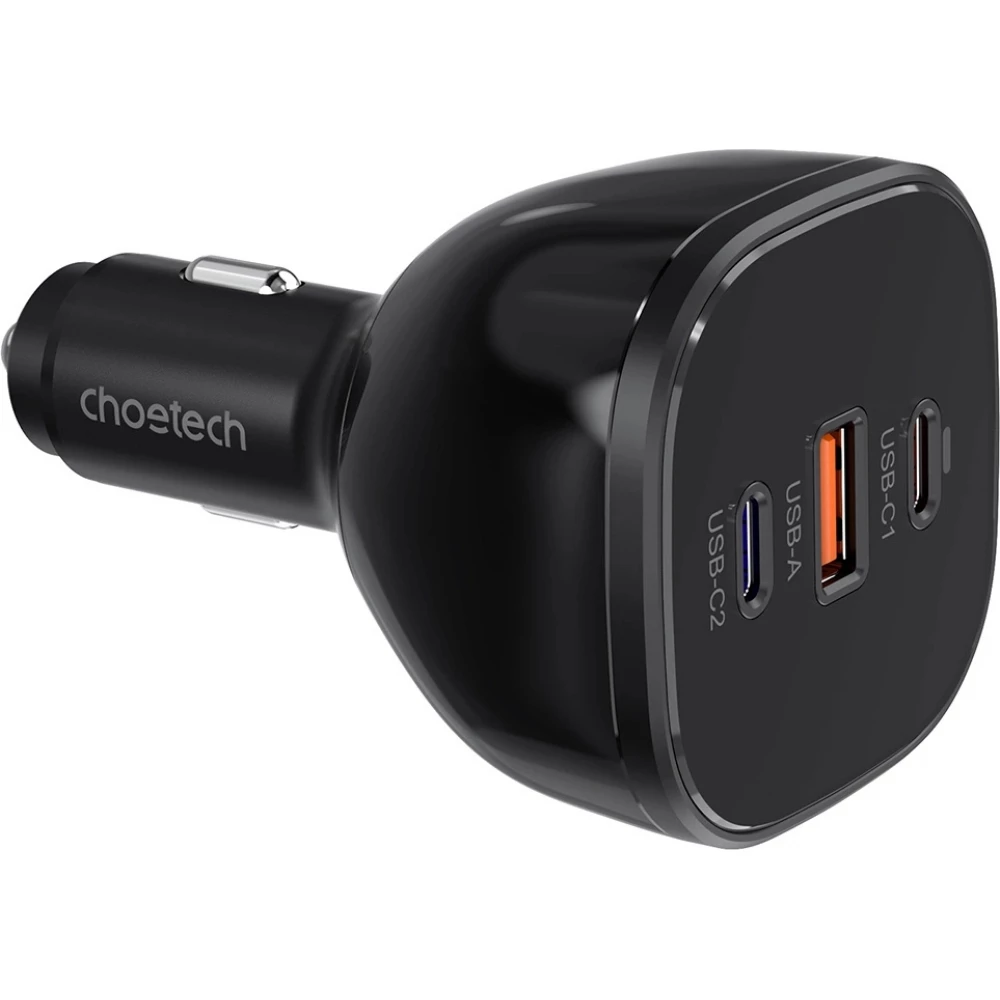 Choetech TC0024 165W Ultra Schneller Auto Ladeger&auml;t mit 2x USB-C PD 3.1 + 1x USB-A Schnellladeanschluss - Schwarz