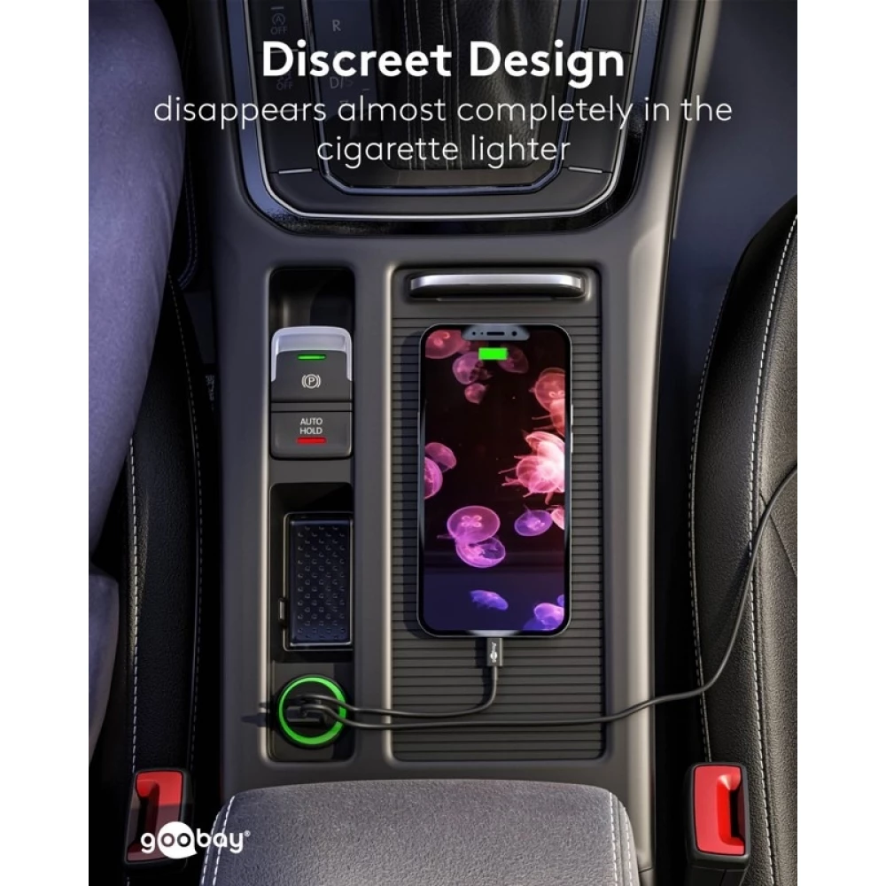 Goobay Auto Schnellladegerät 30W USB-C PD Kfz-Ladeadapter für 12/24V - Schwarz