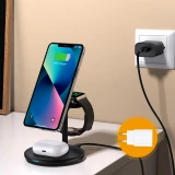 Choetech T585-F - Station de charge sans fil 3 en 1 magn&eacute;tique pour iPhone / AirPods Pro / Apple Watch - Noir