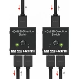 HDMI 2.0 Bidirektionaler Switch 2x1 / 1x2 4K UHD HDMI Umschalter Dual-Port High-Speed Splitter Audio Video - Schwarz