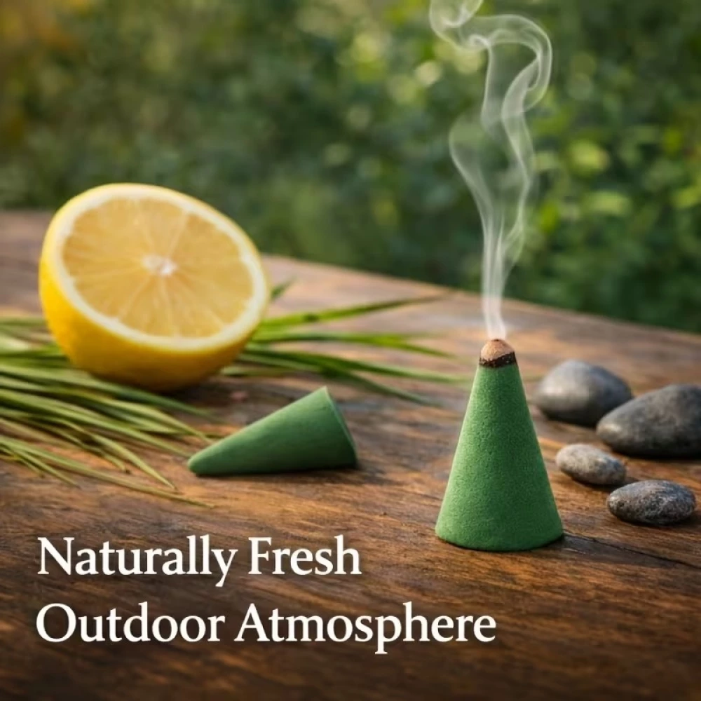 Citronella Räucherkegel Premium handgemacht lange Brenndauer Anti Mücken für draussen ideal für den Sommer - Grün