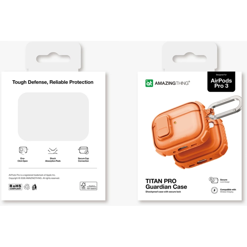 Coque AirPods 3 - AmazingThing Titan Pro Guardian Case protection innovant - Orange