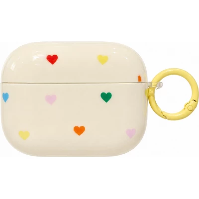 Coque AirPods Pro 3 - C&oelig;urs multicolores avec porte-cl&eacute;s pour &eacute;tui de charge - Jaune