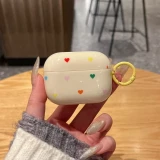 Coque AirPods Pro 3 - C&oelig;urs multicolores avec porte-cl&eacute;s pour &eacute;tui de charge - Jaune