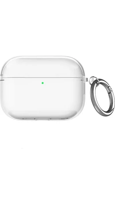 Coque AirPods Pro 3 - Silicone effet cristal avec porte-cl&eacute;s anneau pour &eacute;tui de charge - Transparent