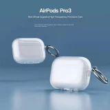 Coque AirPods Pro 3 - Silicone effet cristal avec porte-cl&eacute;s anneau pour &eacute;tui de charge - Transparent