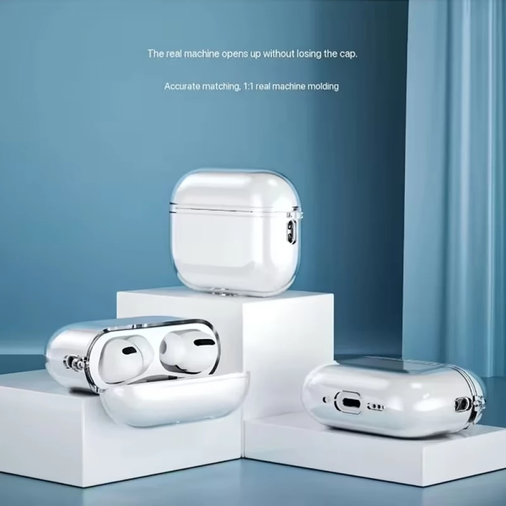 Coque AirPods Pro 3 - Silicone effet cristal avec porte-cl&eacute;s anneau pour &eacute;tui de charge - Transparent