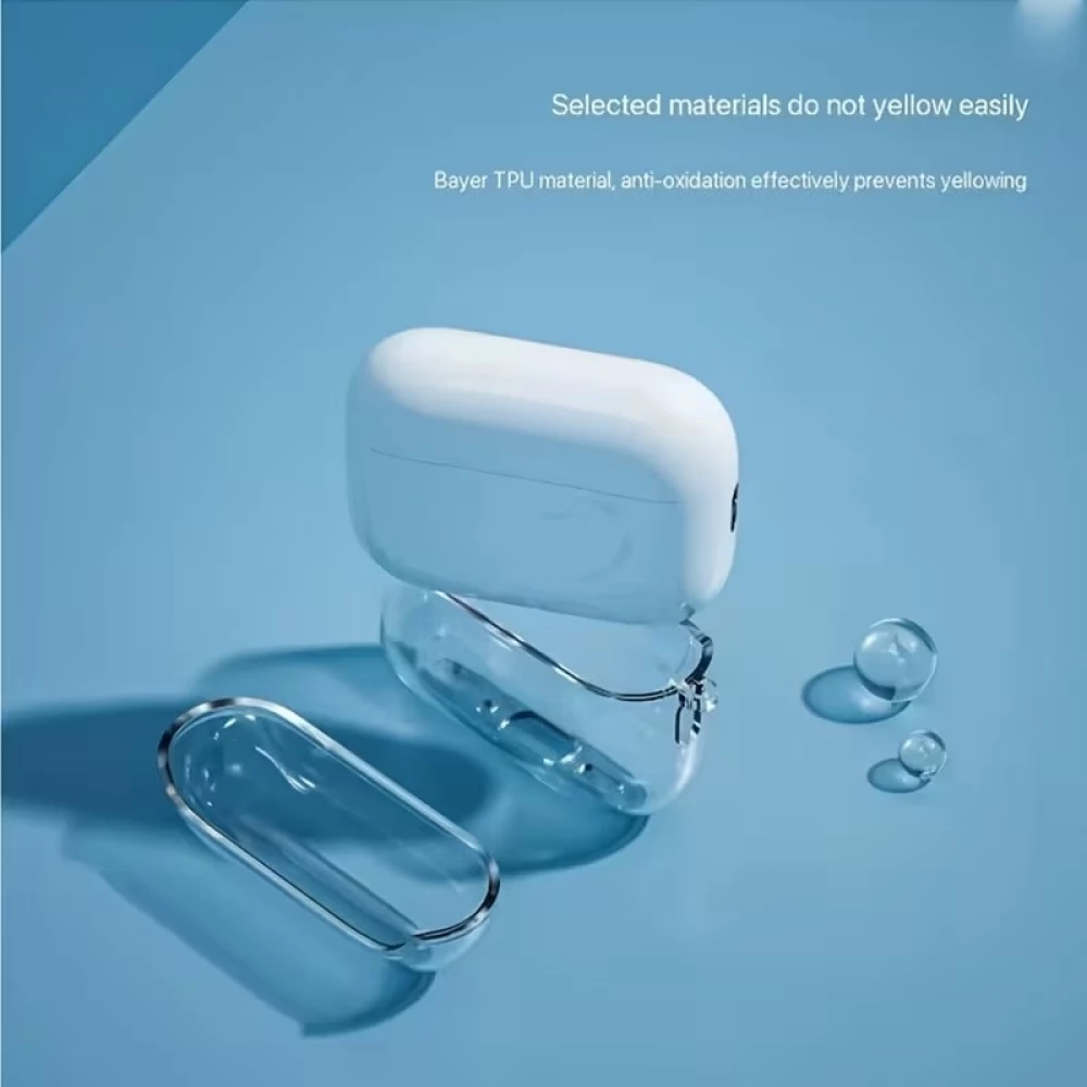 Coque AirPods Pro 3 - Silicone effet cristal avec porte-cl&eacute;s anneau pour &eacute;tui de charge - Transparent
