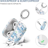 Coque AirPods Pro 3 - Transparente imprimé floral avec porte-clés et protection pour étui de charge en silicone - Rouge