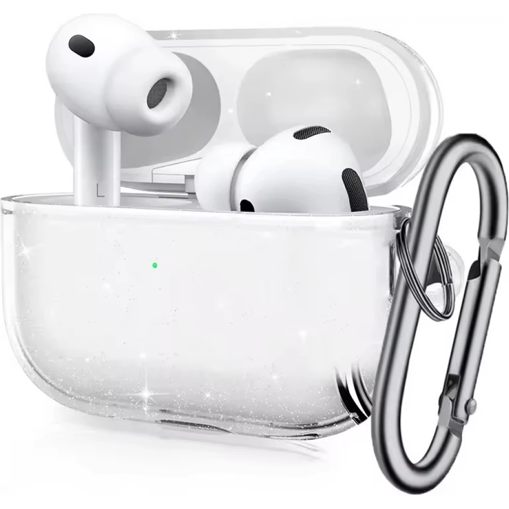 Coque AirPods Pro 3 - Transparente paillet&eacute;e avec mousqueton - Transparent