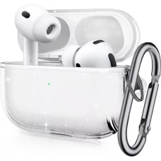 Coque AirPods Pro 3 - Transparente paillet&eacute;e avec mousqueton - Transparent