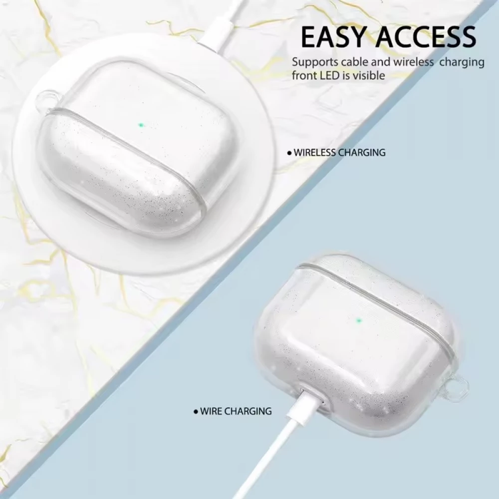 Coque AirPods Pro 3 - Transparente paillet&eacute;e avec mousqueton - Transparent