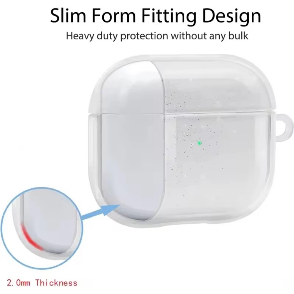 Coque AirPods Pro 3 - Transparente paillet&eacute;e avec mousqueton - Transparent
