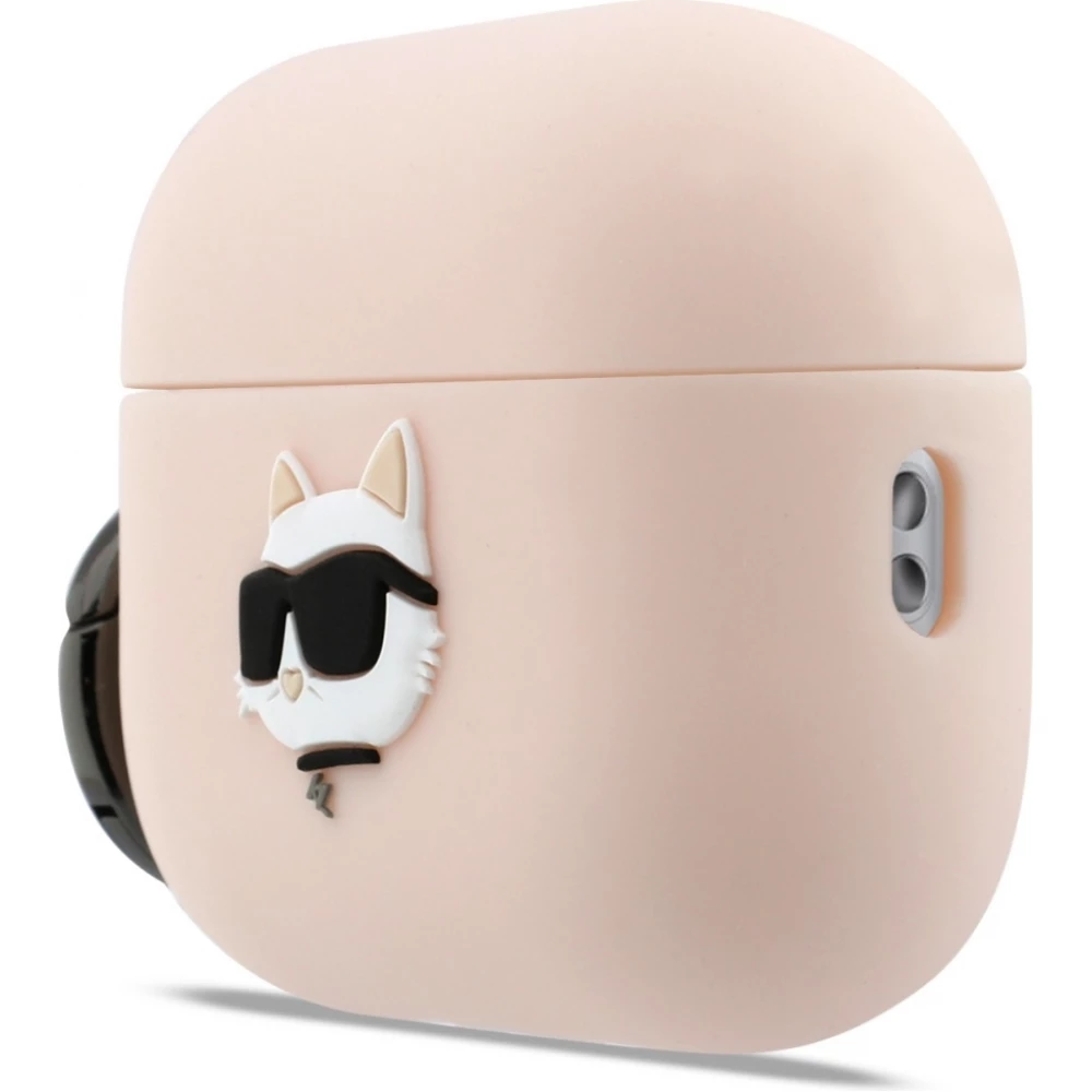 AirPods Pro / Pro 2 Case H&uuml;lle - Karl Lagerfeld Soft-Touch-Silikon mit gepr&auml;gtem Choupette-Kopf - Rosa