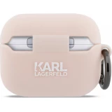 AirPods Pro / Pro 2 Case H&uuml;lle - Karl Lagerfeld Soft-Touch-Silikon mit gepr&auml;gtem Choupette-Kopf - Rosa