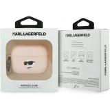 AirPods Pro / Pro 2 Case H&uuml;lle - Karl Lagerfeld Soft-Touch-Silikon mit gepr&auml;gtem Choupette-Kopf - Rosa