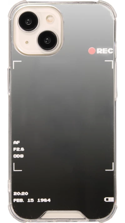 Coque iPhone 14 - Effet miroir cam&eacute;ra en silicone avec coins renforc&eacute;s - Argent