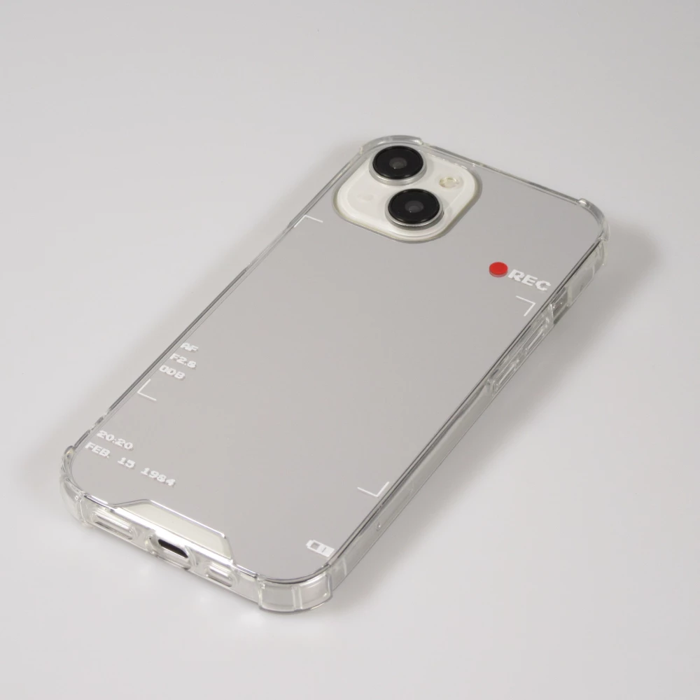 Coque iPhone 14 - Effet miroir cam&eacute;ra en silicone avec coins renforc&eacute;s - Argent