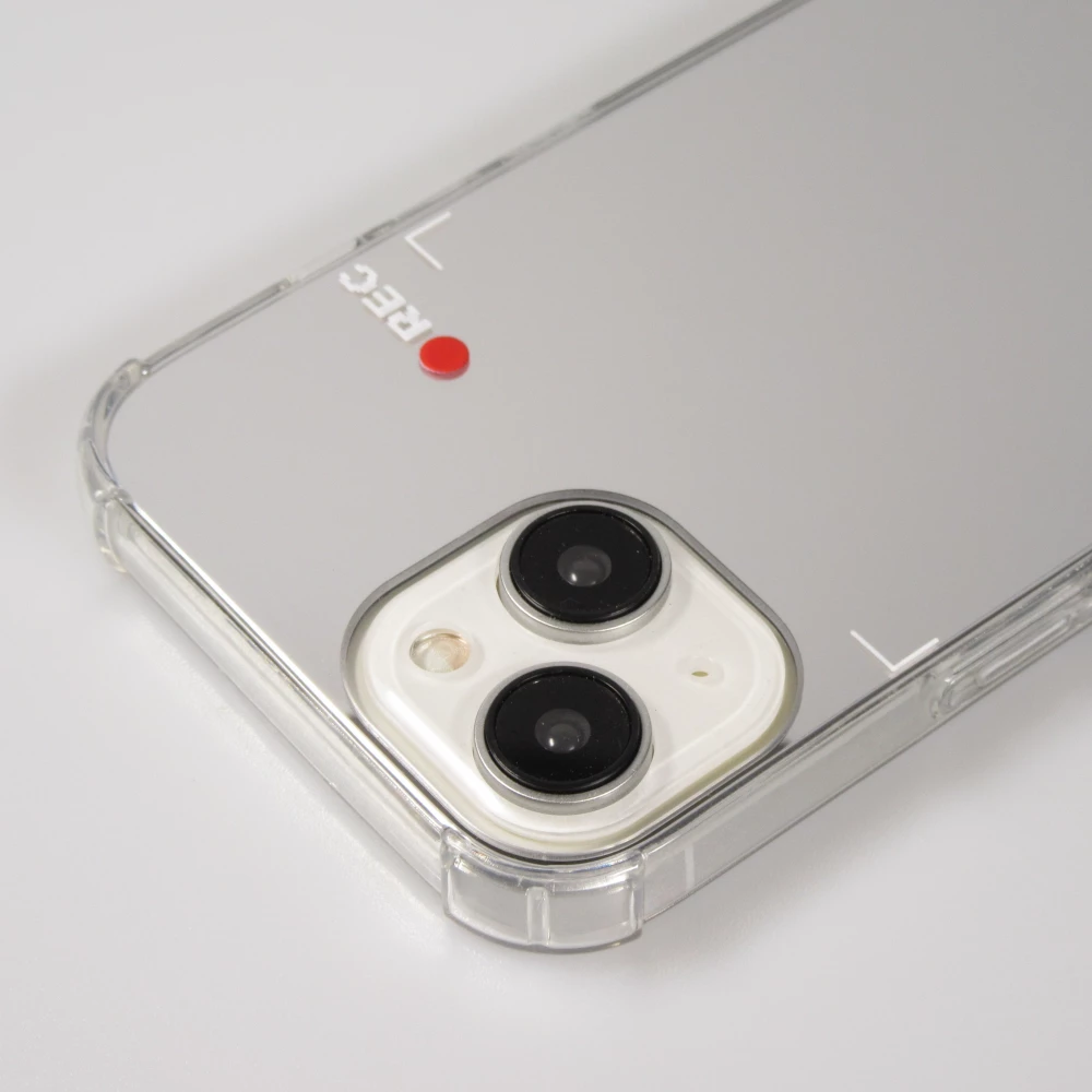Coque iPhone 14 - Effet miroir cam&eacute;ra en silicone avec coins renforc&eacute;s - Argent