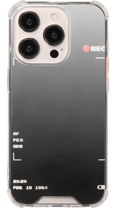 Coque iPhone 14 Pro - Effet miroir cam&eacute;ra en silicone avec coins renforc&eacute;s - Argent