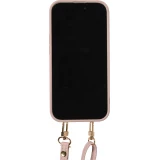 Coque iPhone 15 - Cuir matelass&eacute; avec miroir et compartiment carte inclus grande lani&egrave;re amovible - Violet clair