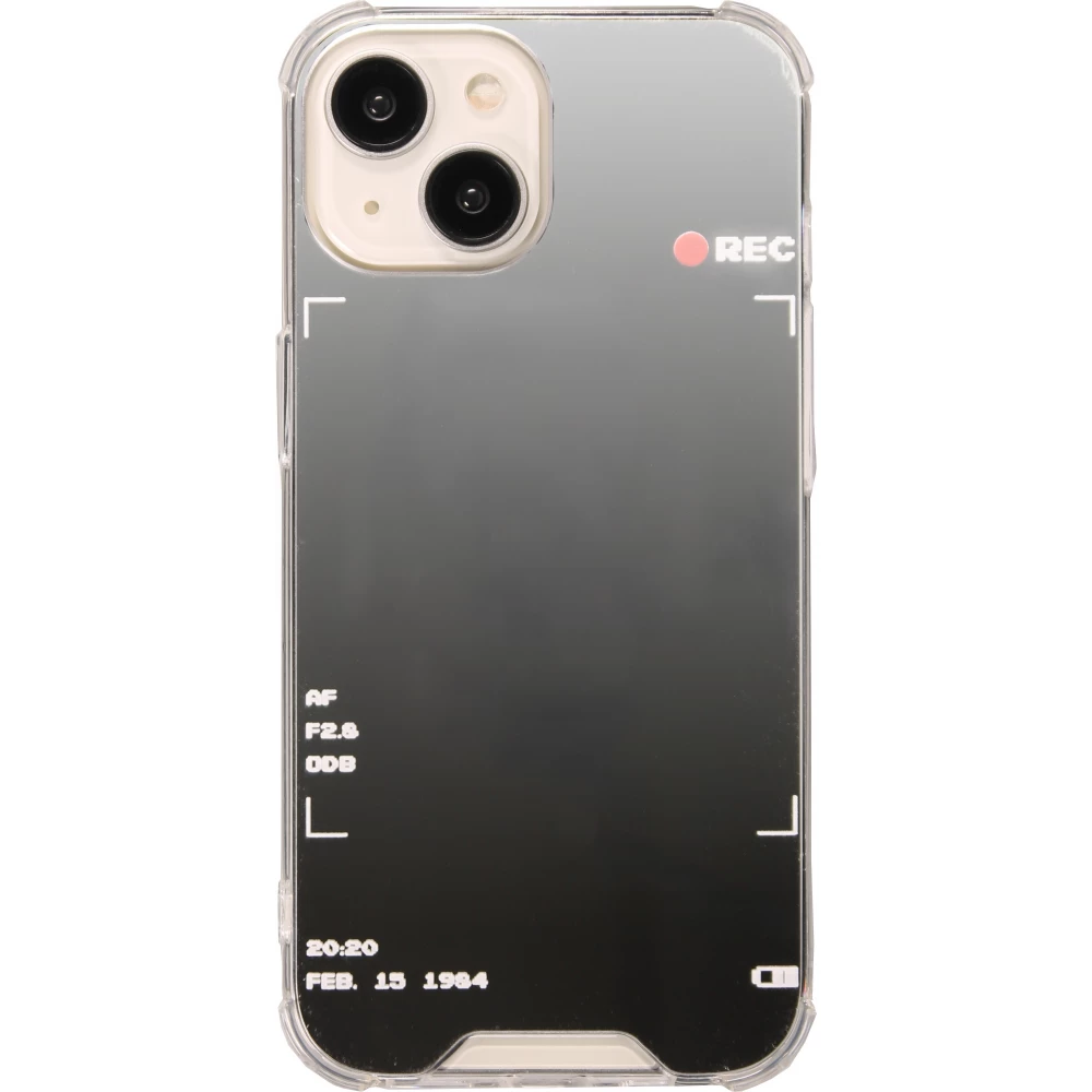 Coque iPhone 15 - Effet miroir cam&eacute;ra en silicone avec coins renforc&eacute;s - Argent