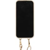 iPhone 15 Pro Case H&uuml;lle - Gepolstertes Leder mit Spiegel und Kartenfach gro&szlig;e abnehmbare Riemen - Weiss