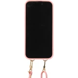 iPhone 15 Pro Case H&uuml;lle - Gepolstertes Leder mit Spiegel und Kartenfach gro&szlig;e abnehmbare Riemen - Rosa