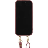 iPhone 15 Pro Max Case H&uuml;lle - Gepolstertes Leder mit Spiegel und Kartenfach gro&szlig;e abnehmbare Riemen - Dunkelviolett