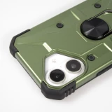 iPhone 16 Case H&uuml;lle - Armor Silikon-Ecken-Schutz mit St&uuml;tzring - Gr&uuml;n