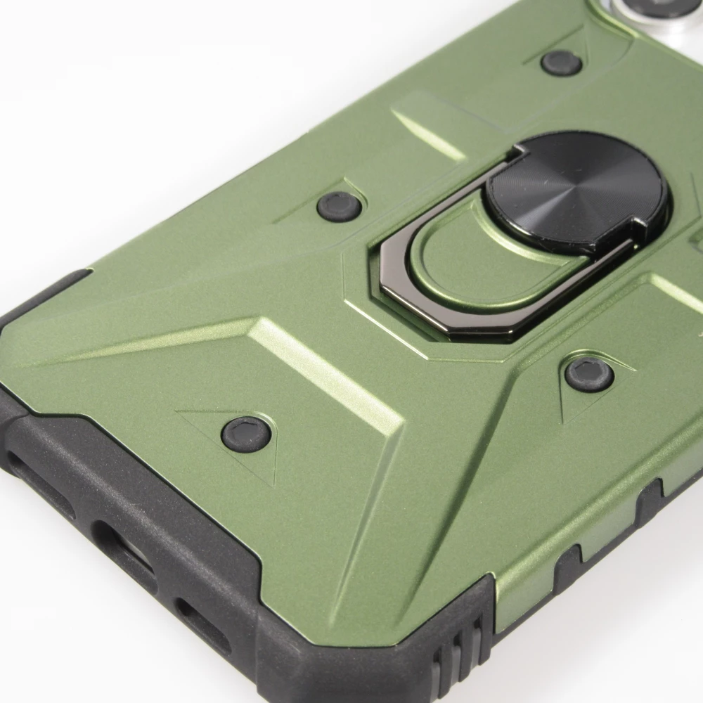 iPhone 16 Case H&uuml;lle - Armor Silikon-Ecken-Schutz mit St&uuml;tzring - Gr&uuml;n