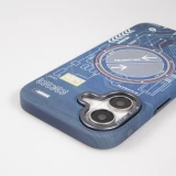 Coque iPhone 16 - Futuriste avec design circuit, boutons int&eacute;gr&eacute;s & MagSafe compatible - Bleu